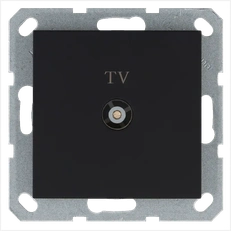 Изображение Розетка TV Ф9.5mm оконечная с накладкой, цвет черный матовый (soft touch)