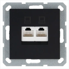 Изображение Интернет-розетка RJ45 двойная с накладкой 6 категория, цвет антрацит