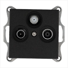 Изображение Розетка TV+FM+SAT Φ9.5mm оконечная с накладкой, цвет Антрацит