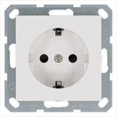 Изображение Розетка SCHUKO© с защитными шторками 16A 250V~ 2P+T, цвет белый глянцевый